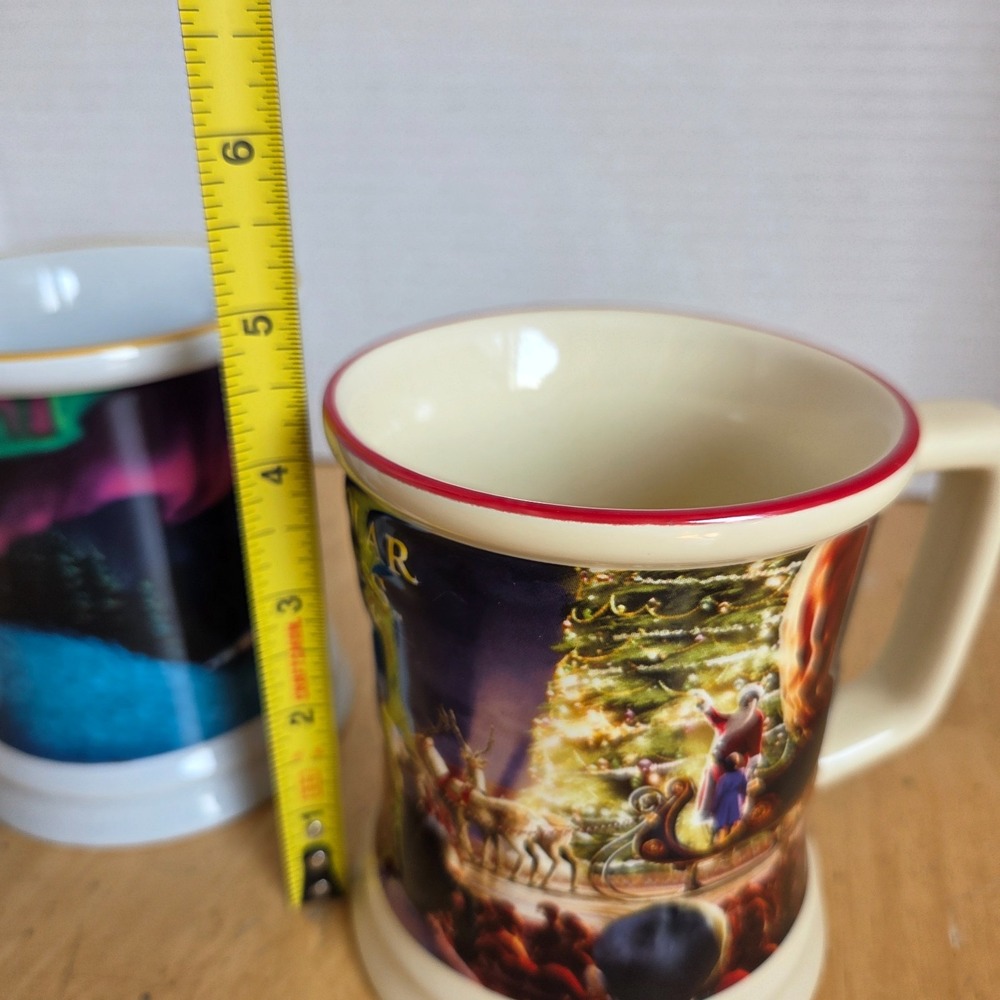 Warner Bros. The Polar Express Movie Train Ride 3D Embossed Ceramic Mug Set of 2 - Picture 16 of 16